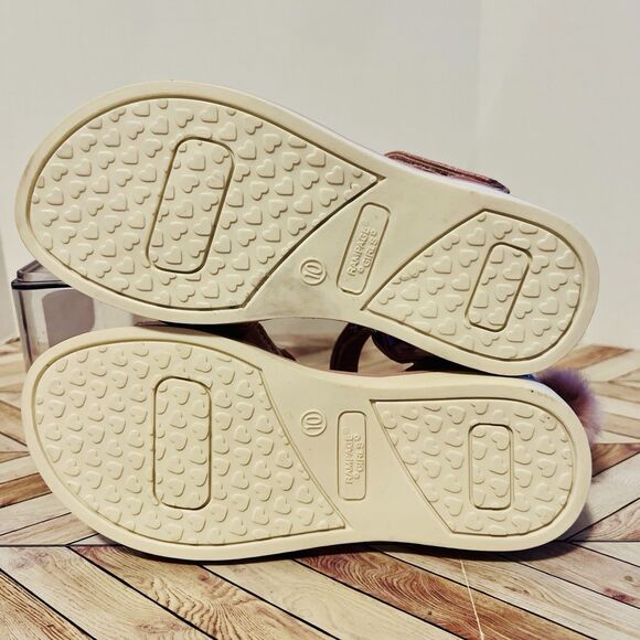 Rampage Girls 10 Pink Metallic Bunny Ears Sandals Rabbit Smile Fluffy Fur Tail - Picture 7 of 9